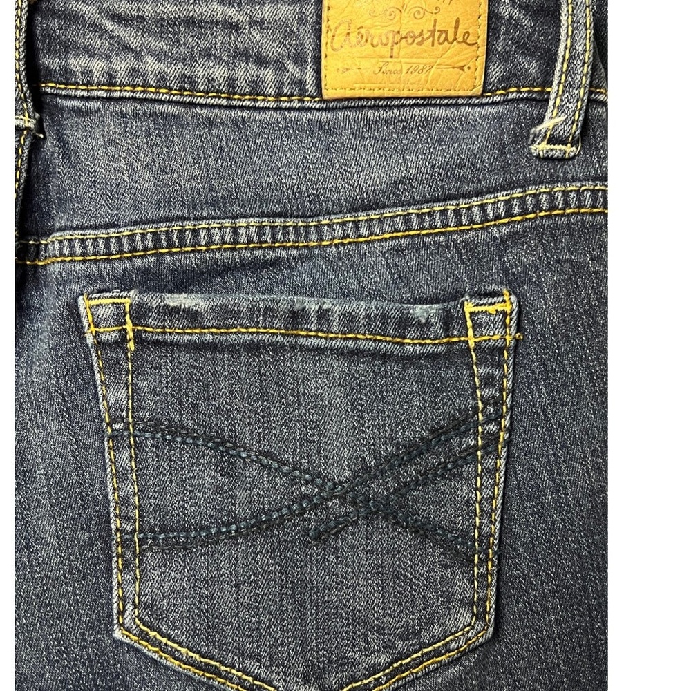 Aeropostale Lola Jegging Jeans 6 Dark Blue Distressed Low Rise Y2K Grunge Trendy - Picture 6 of 9